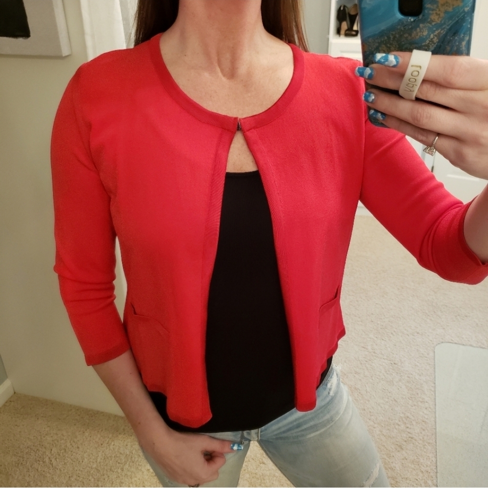Escada Hook Front Cardigan Red Size Medium NWT